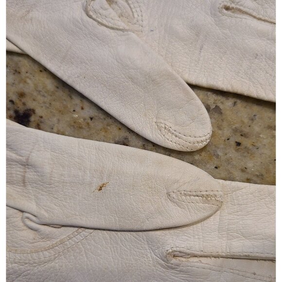 Vintage Size S White Leather 10" Gloves Pink Rose Flower Climbing Vine Garden - Picture 10 of 13